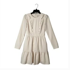 Gal Meets Glam Hayley Ruffle Dress Size 0 Blush Pink Fit & Flare Cocktail